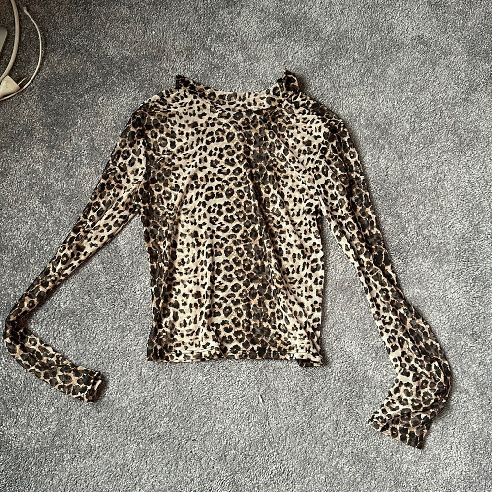 Sheer mesh cheetah top - fun for Halloween